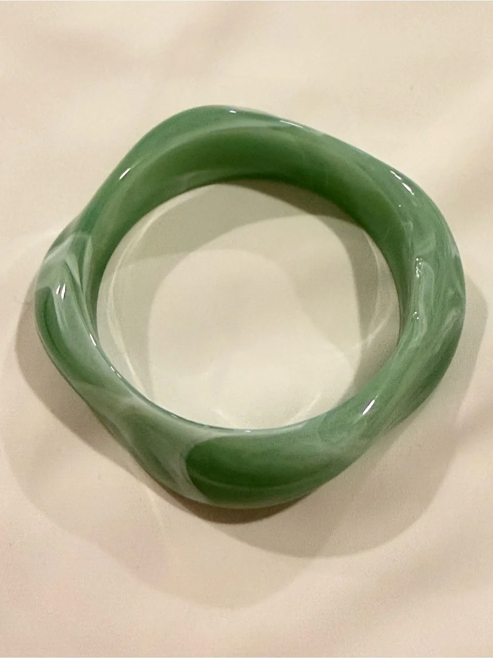 Mint Swirl Resin Sculpted Bangle Bracelet